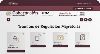 Vista previa del Micrositio de Trámites Migratorios